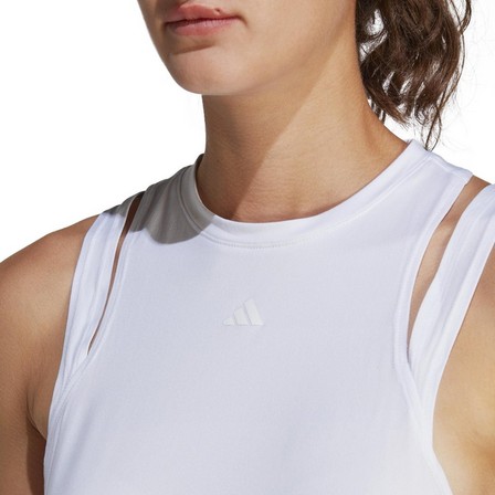 Women Aeroready Train Essentials 3 Bar Logo Tank Top, White, A701_ONE, large image number 6