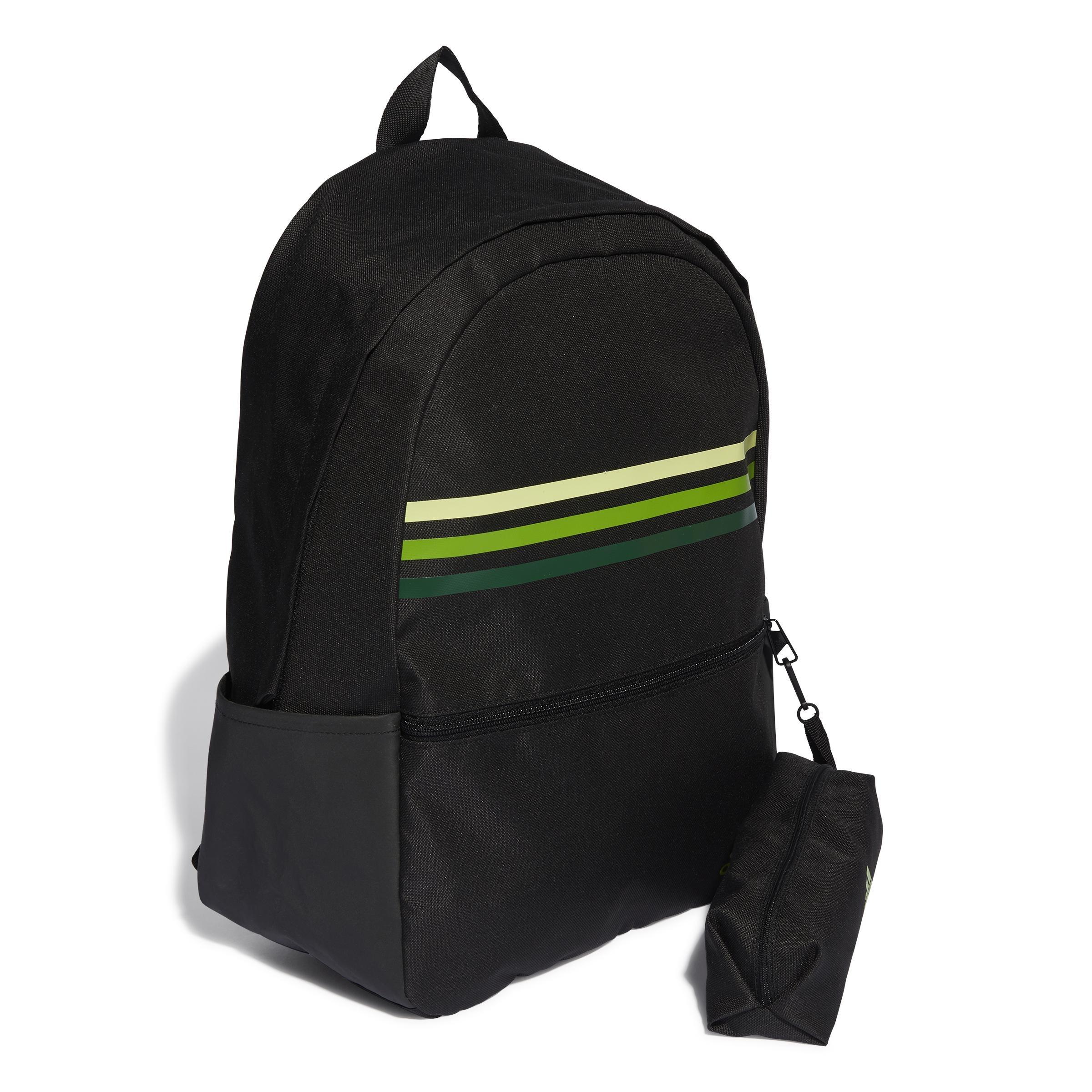 Unisex Classic Horizontal 3-Stripes Backpack, Black, A701_ONE, large image number 1