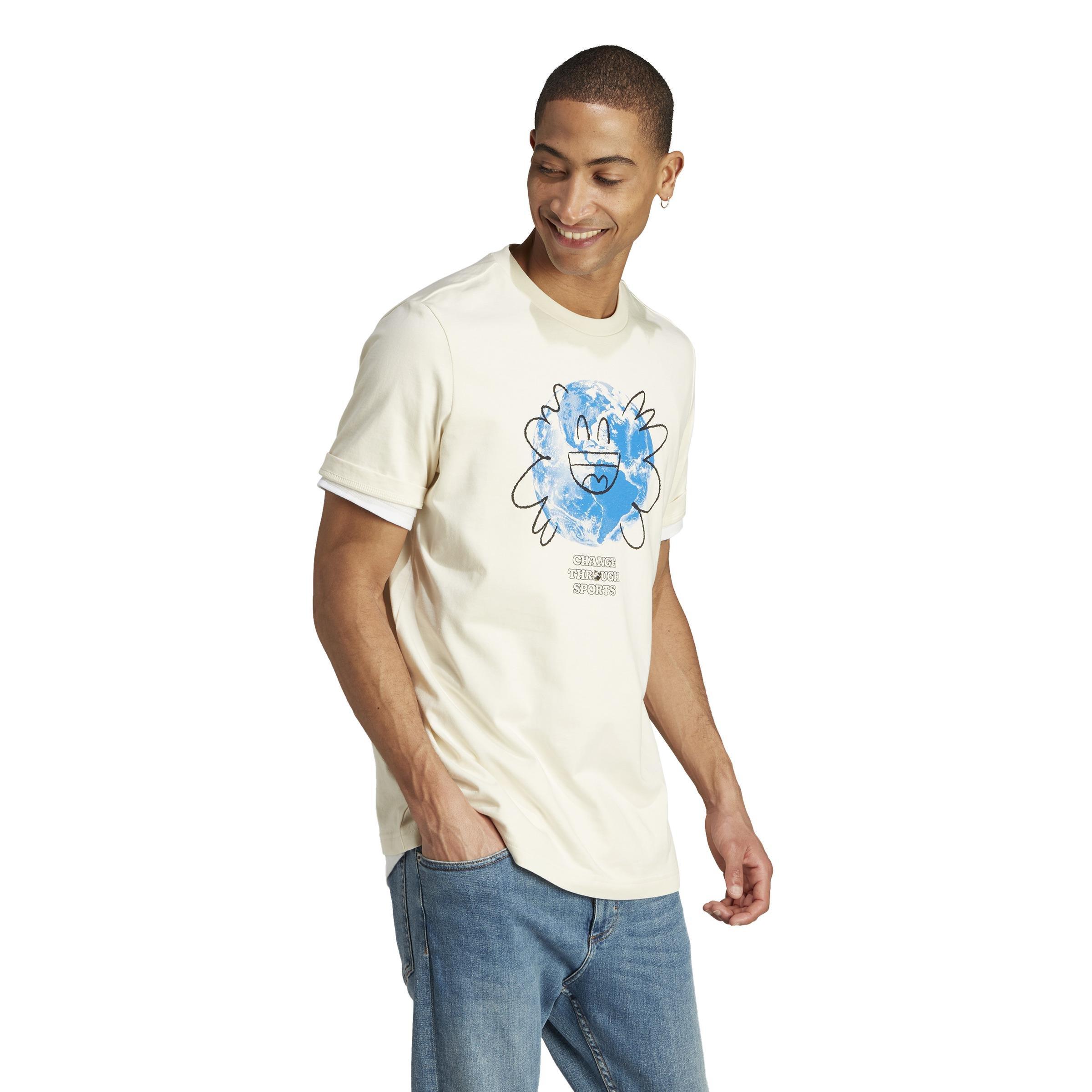 Men Adidas Sportswear Change Through Sports Earth T-Shirt, Beige, A701_ONE, large image number 8