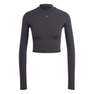 Women Long-Sleeve Top Crop Top, Black, A701_ONE, thumbnail image number 2