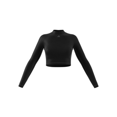 Women Long-Sleeve Top Crop Top, Black, A701_ONE, large image number 16
