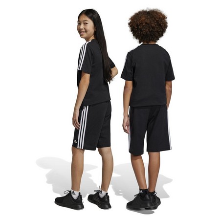 Kids Unisex Essentials 3-Stripes Knit Shorts, Black, A701_ONE, large image number 1