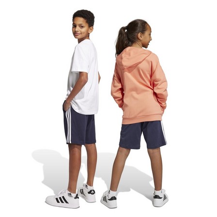 Kids Unisex Essentials 3-Stripes Knit Shorts, Blue, A701_ONE, large image number 1