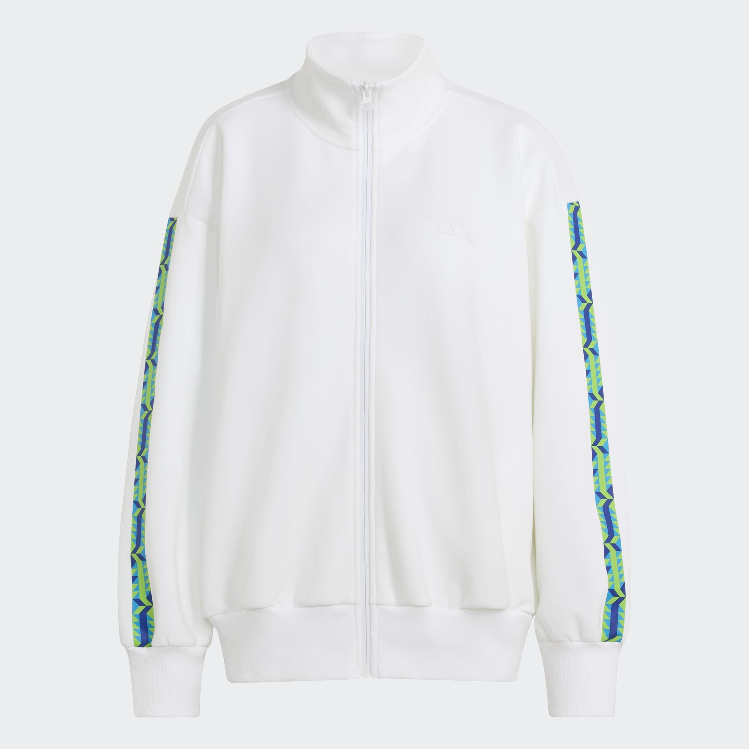 Soft Lux Loose Full-Zip Track Top, White