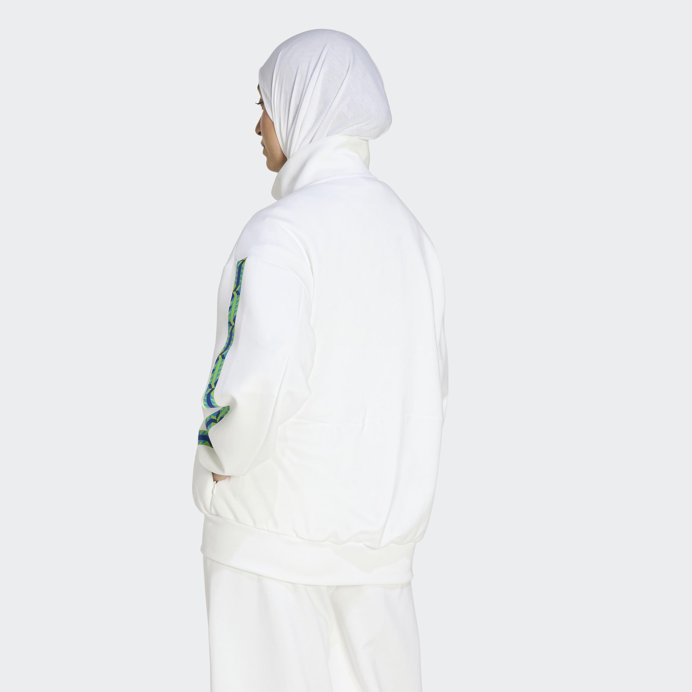 Soft Lux Loose Full-Zip Track Top, White