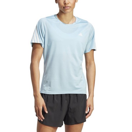 Women Run Icons 3-Stripes Low-Carbon Running T-Shirt, Blue, A701_ONE, large image number 1
