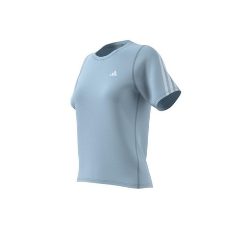 Women Run Icons 3-Stripes Low-Carbon Running T-Shirt, Blue, A701_ONE, large image number 9