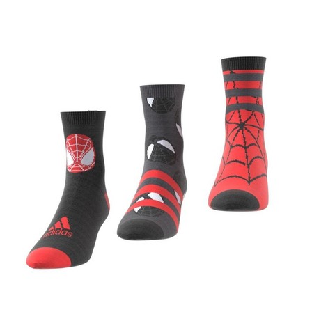Kids Boys Marvel Spider-Man Crew Socks 3 Pairs, Black, A701_ONE, large image number 1