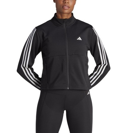 Women Aeroready Train Essentials 3-Stripes Track Top, Black, A701_ONE, large image number 1