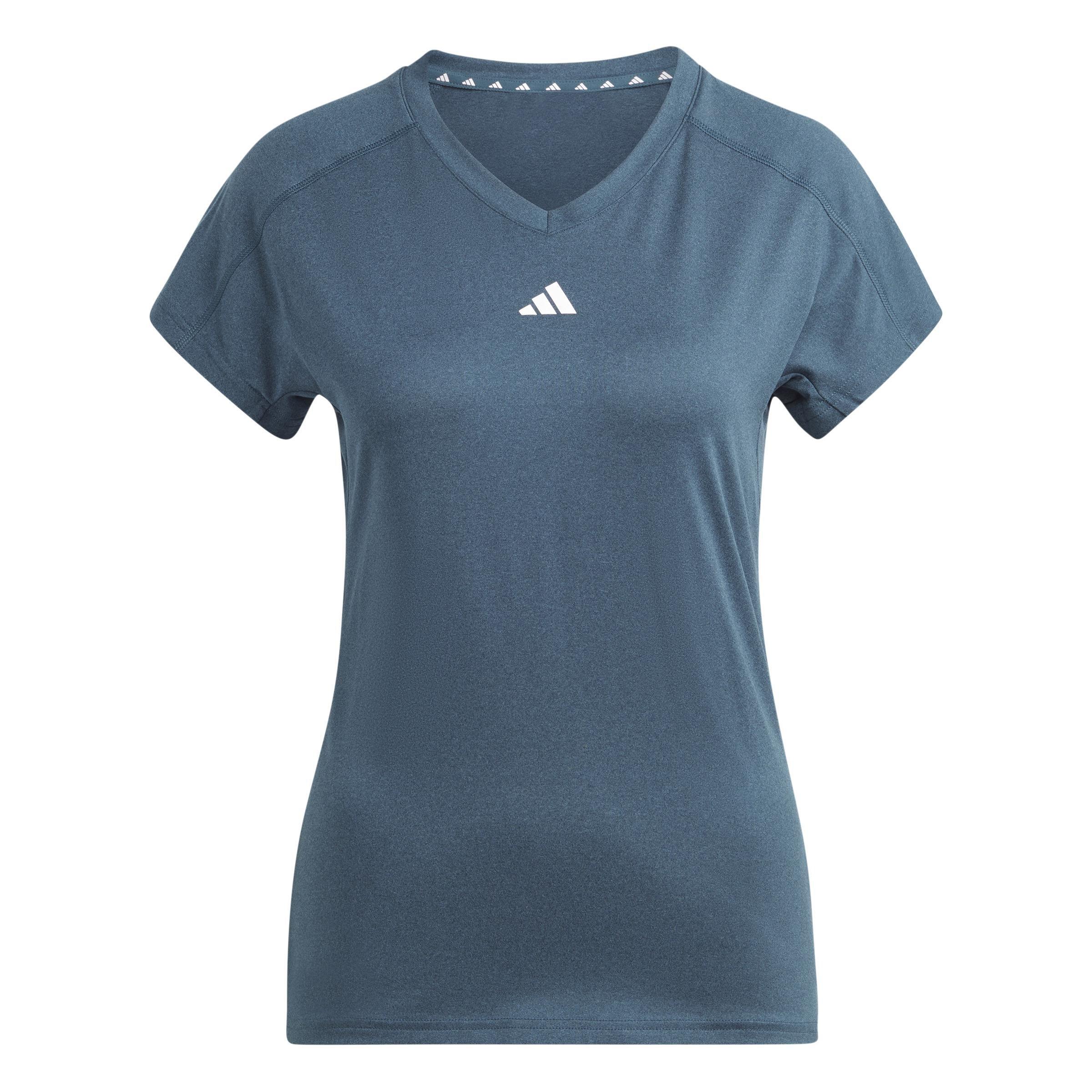 Women Aeroready Train Essentials Minimal Branding V-Neck T-Shirt, Navy, A701_ONE, large image number 0