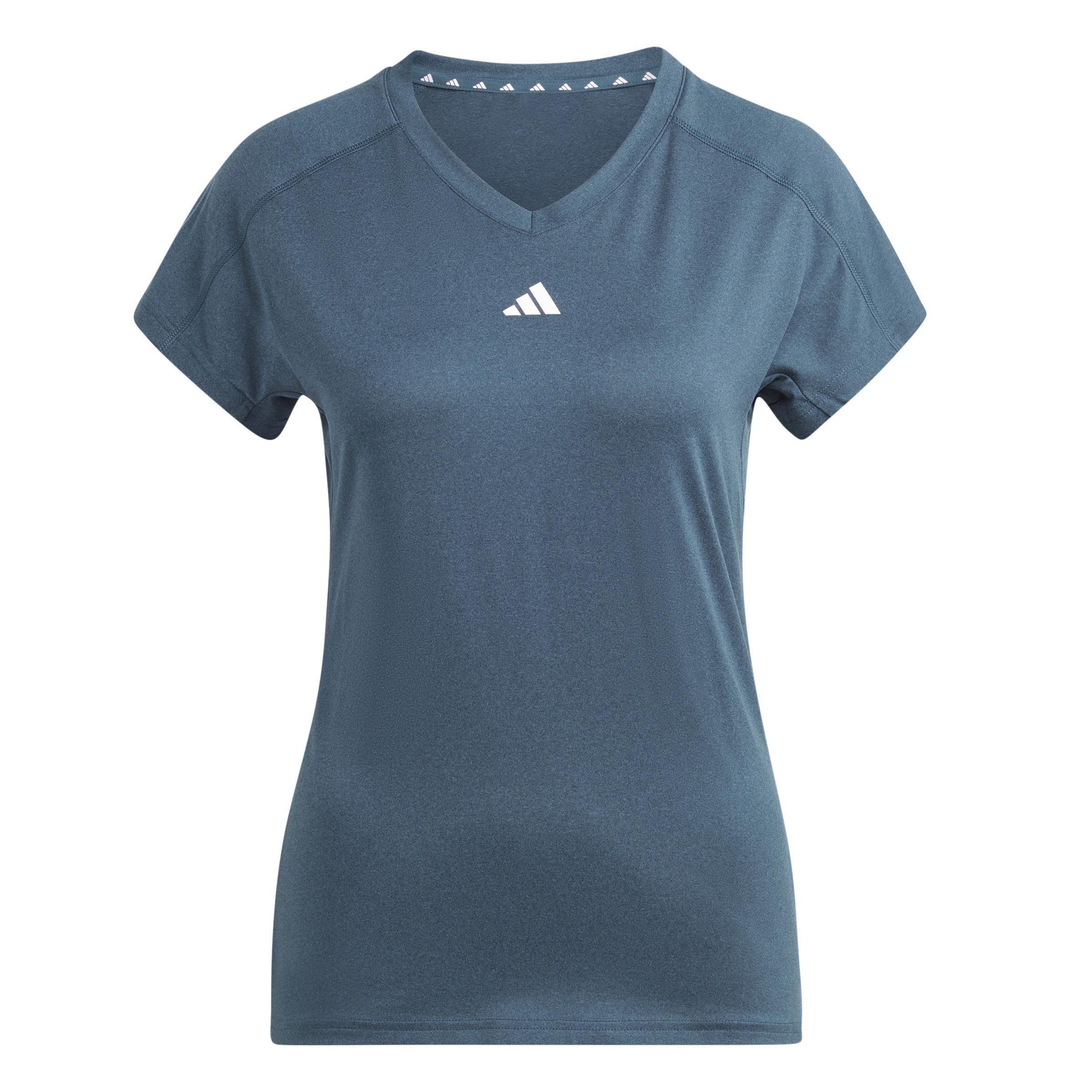 Women Aeroready Train Essentials Minimal Branding V-Neck T-Shirt, Navy, A701_ONE, large image number 1