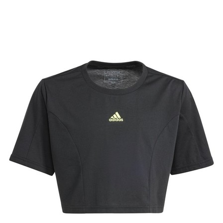 Kids Girls Dance Crop T-Shirt, Black, A701_ONE, large image number 2