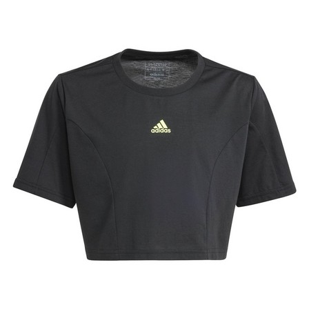 Kids Girls Dance Crop T-Shirt, Black, A701_ONE, large image number 3