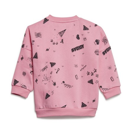 Kids Unisex Brand Love Crew Sweatshirt Set, Pink, A701_ONE, large image number 2