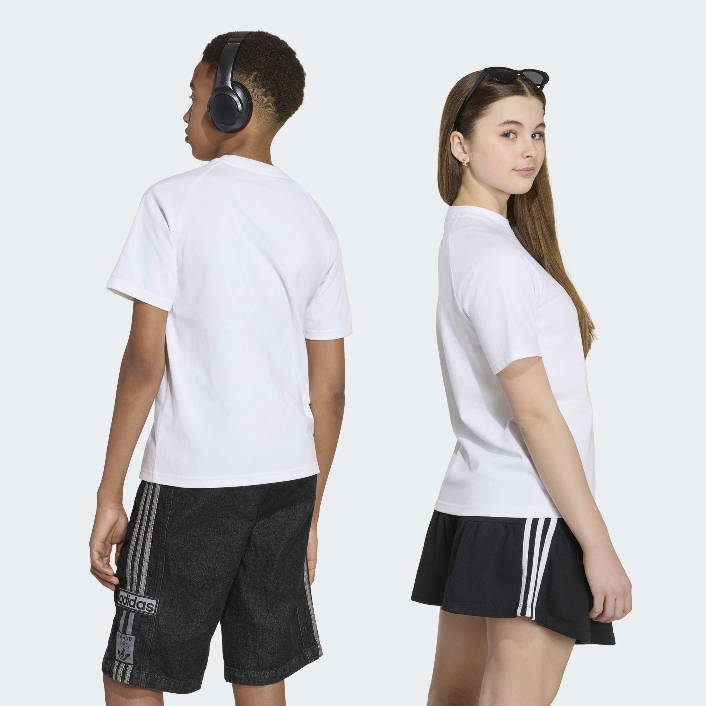 Kids Unisex Graphic Trefoil Losse T-Shirt, White