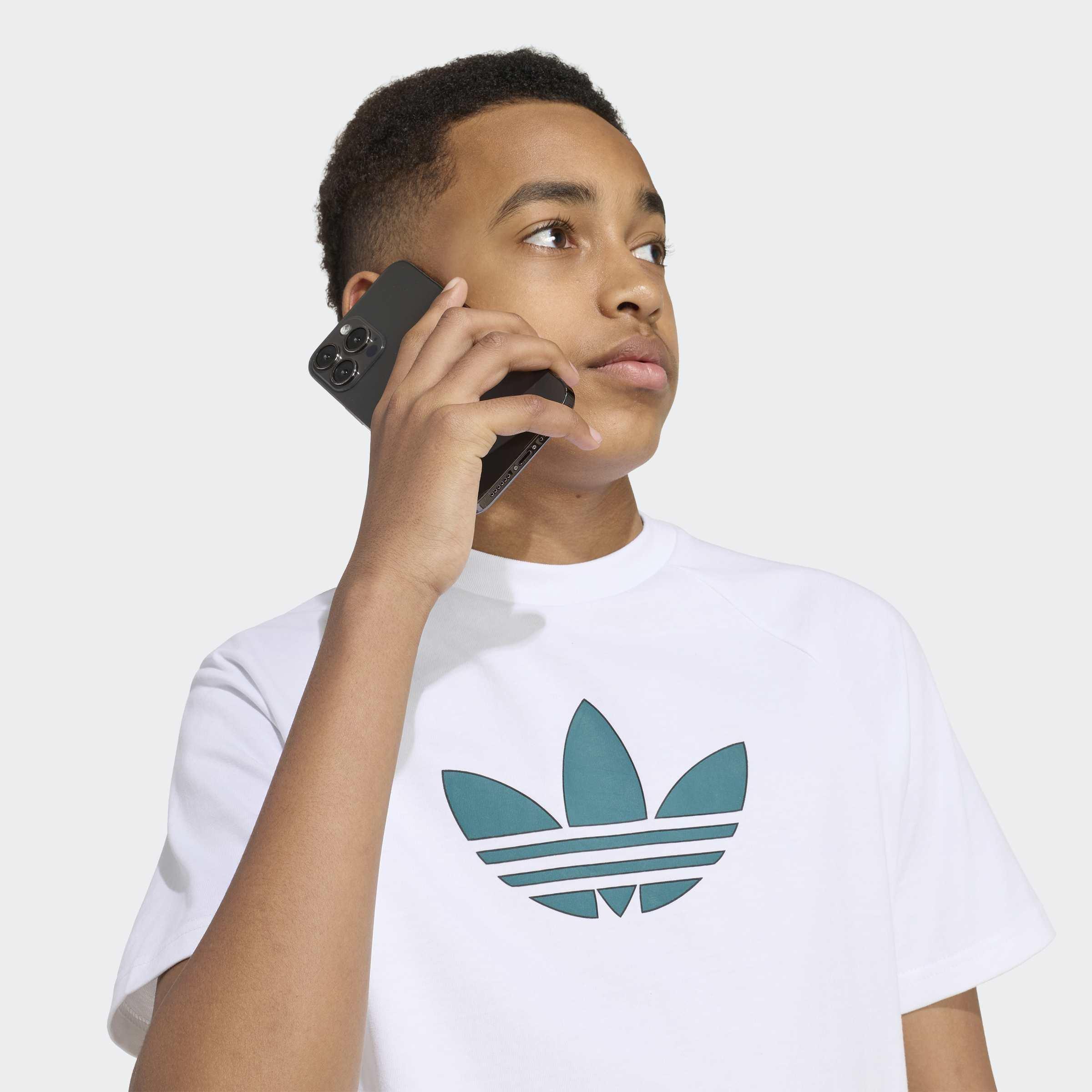 Kids Unisex Graphic Trefoil Losse T-Shirt, White, A701_ONE, large image number 3