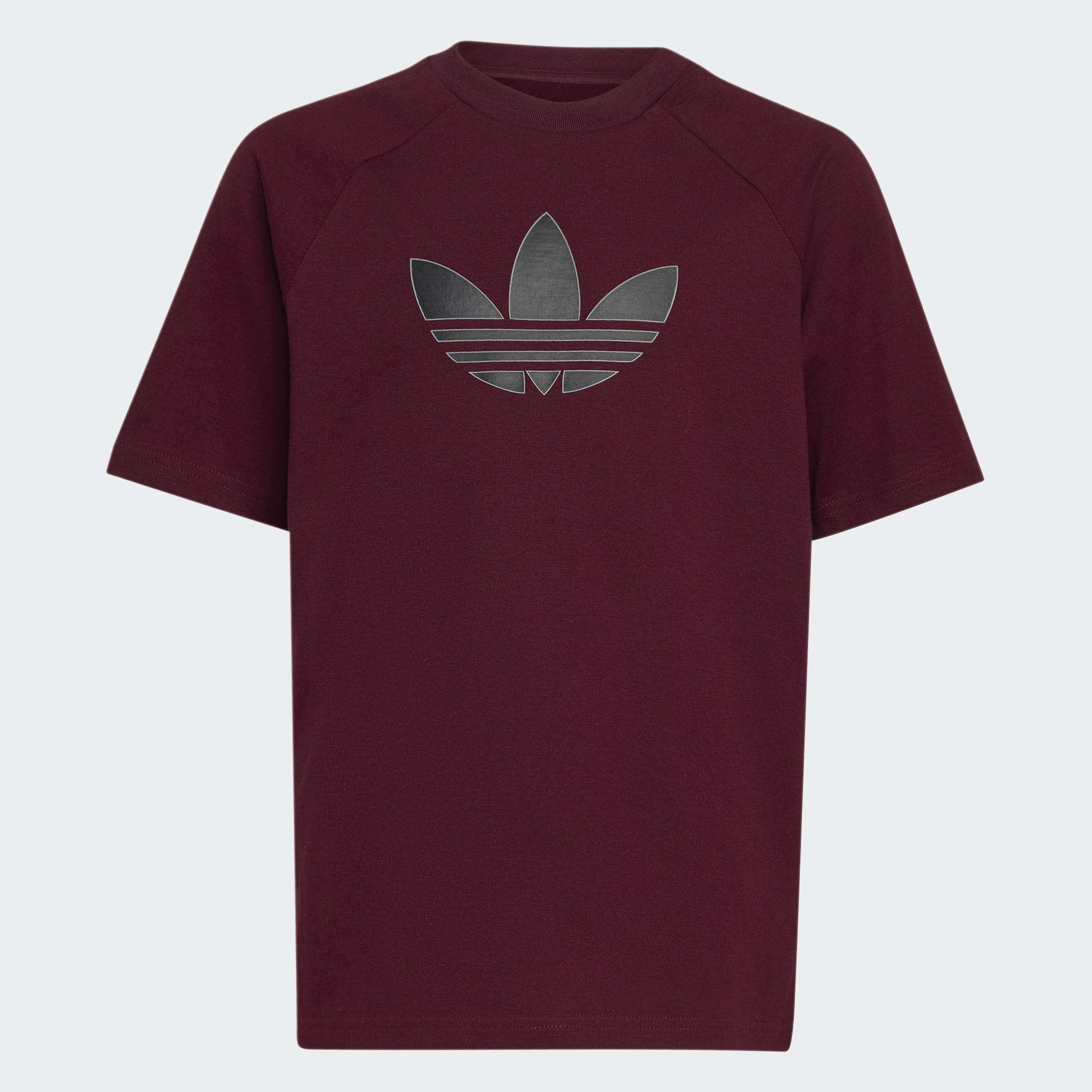 Kids Unisex Graphic Trefoil Losse T-Shirt, Burgundy