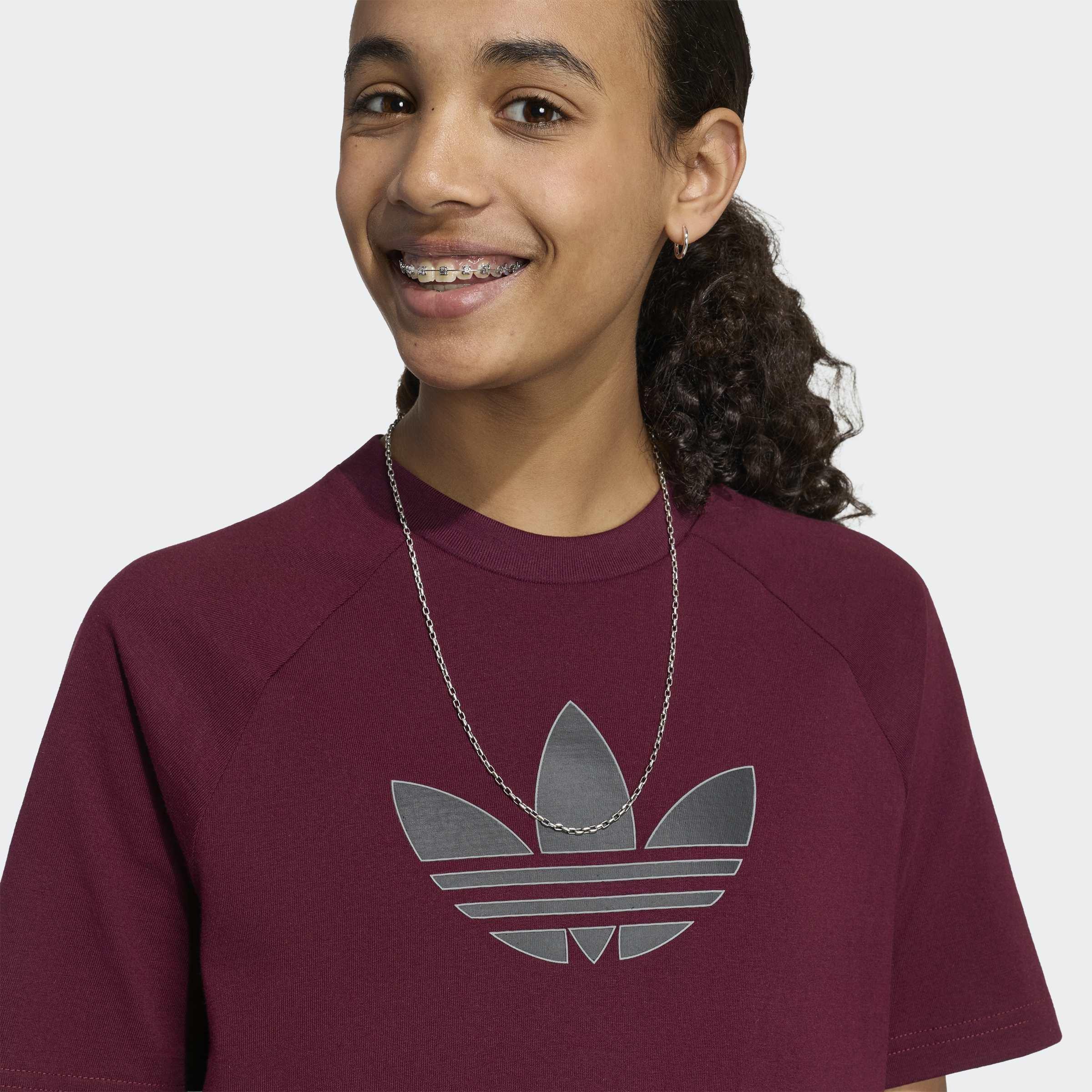 Kids Unisex Graphic Trefoil Losse T-Shirt, Burgundy, A701_ONE, large image number 4