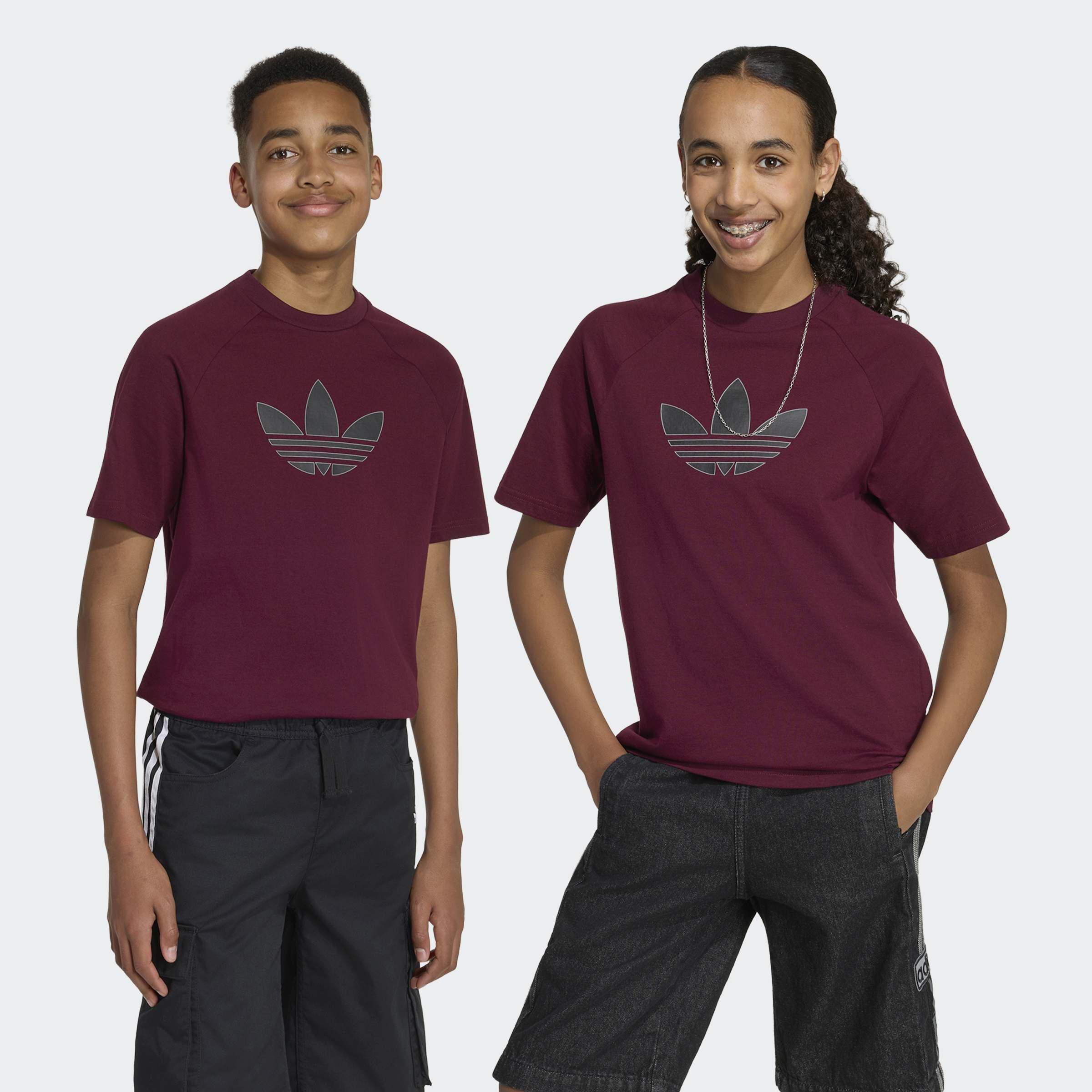 Kids Unisex Graphic Trefoil Losse T-Shirt, Burgundy, A701_ONE, large image number 5