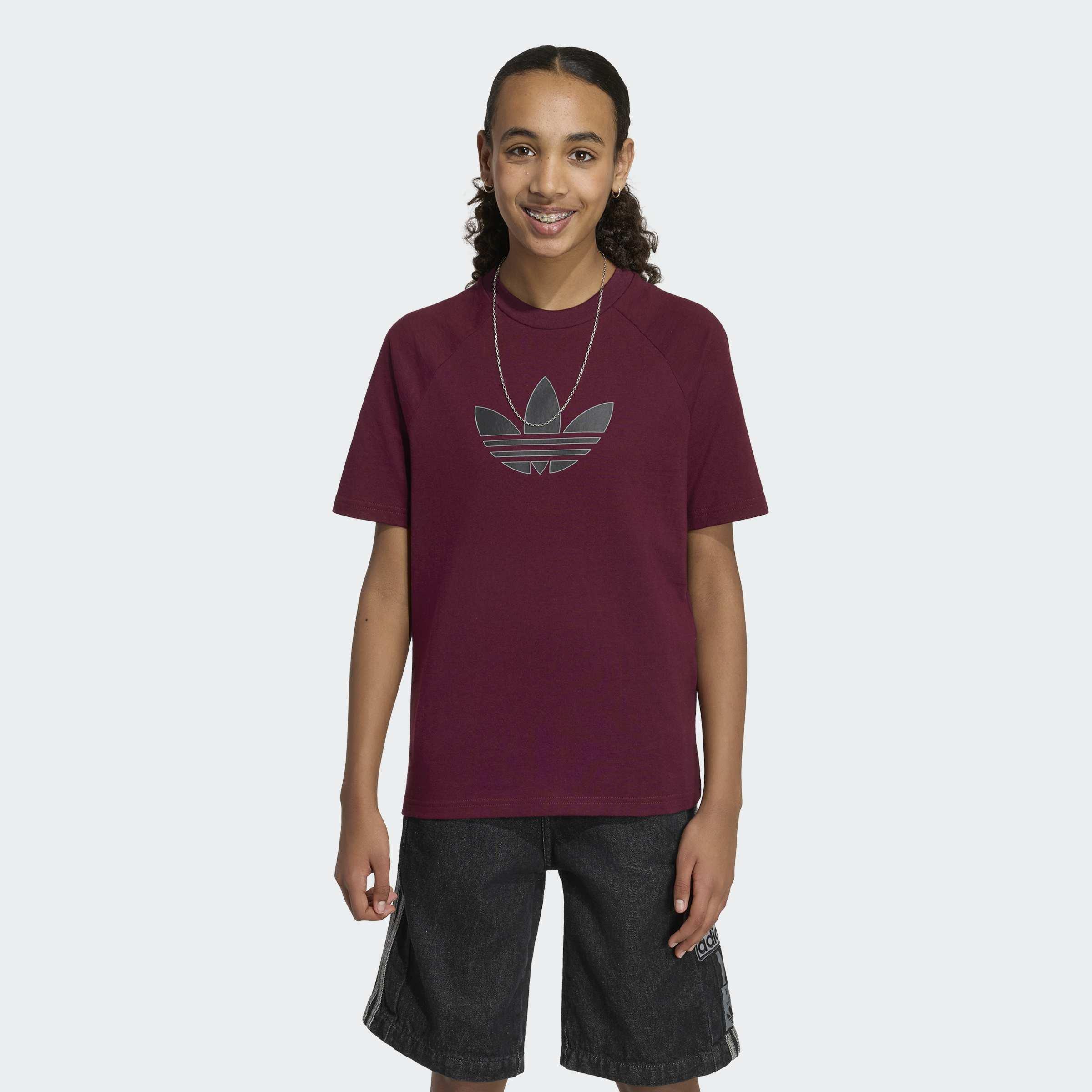 Kids Unisex Graphic Trefoil Losse T-Shirt, Burgundy, A701_ONE, large image number 6