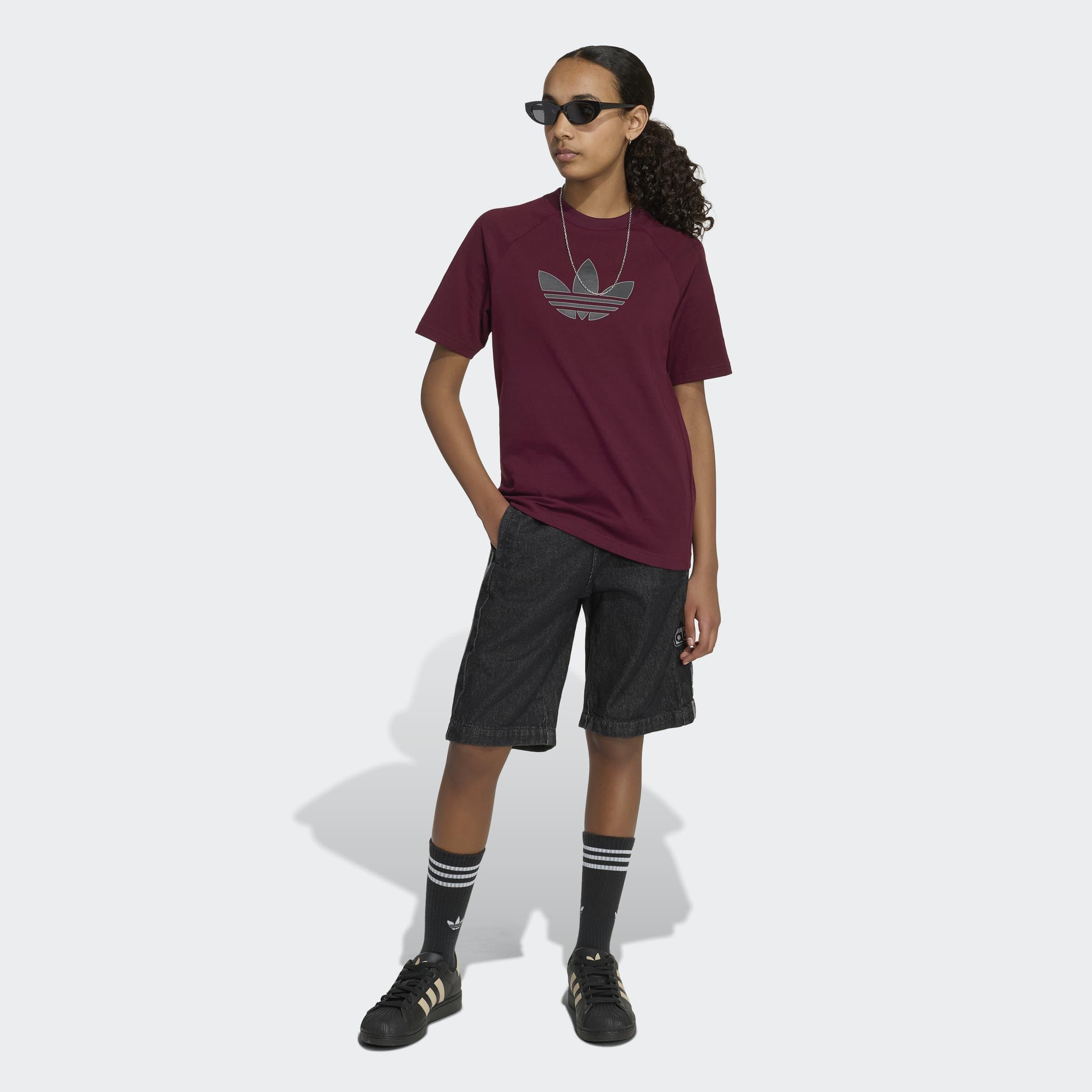 Kids Unisex Graphic Trefoil Losse T-Shirt, Burgundy, A701_ONE, large image number 7