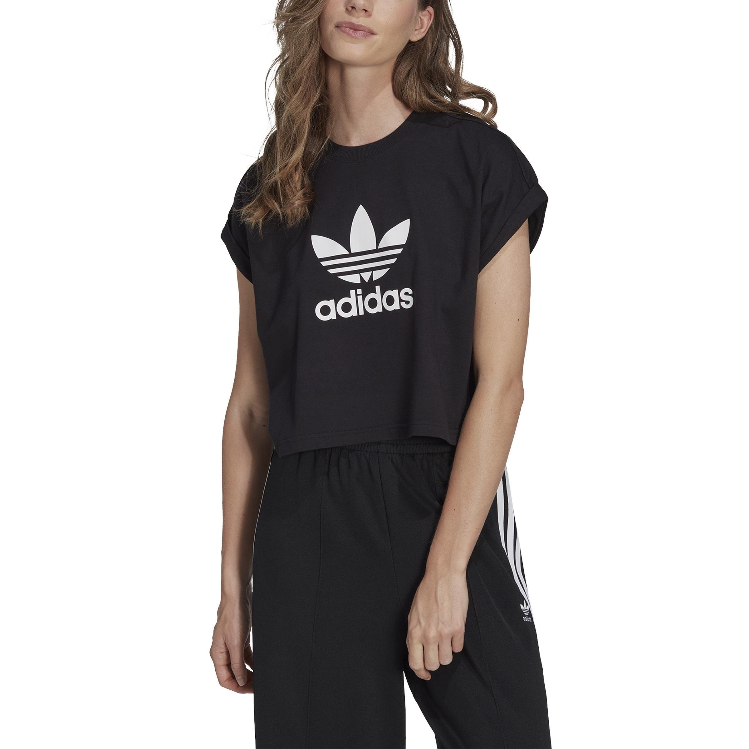 Women Adicolor Classics Short Trefoil T-Shirt, Black, A701_ONE, large image number 1