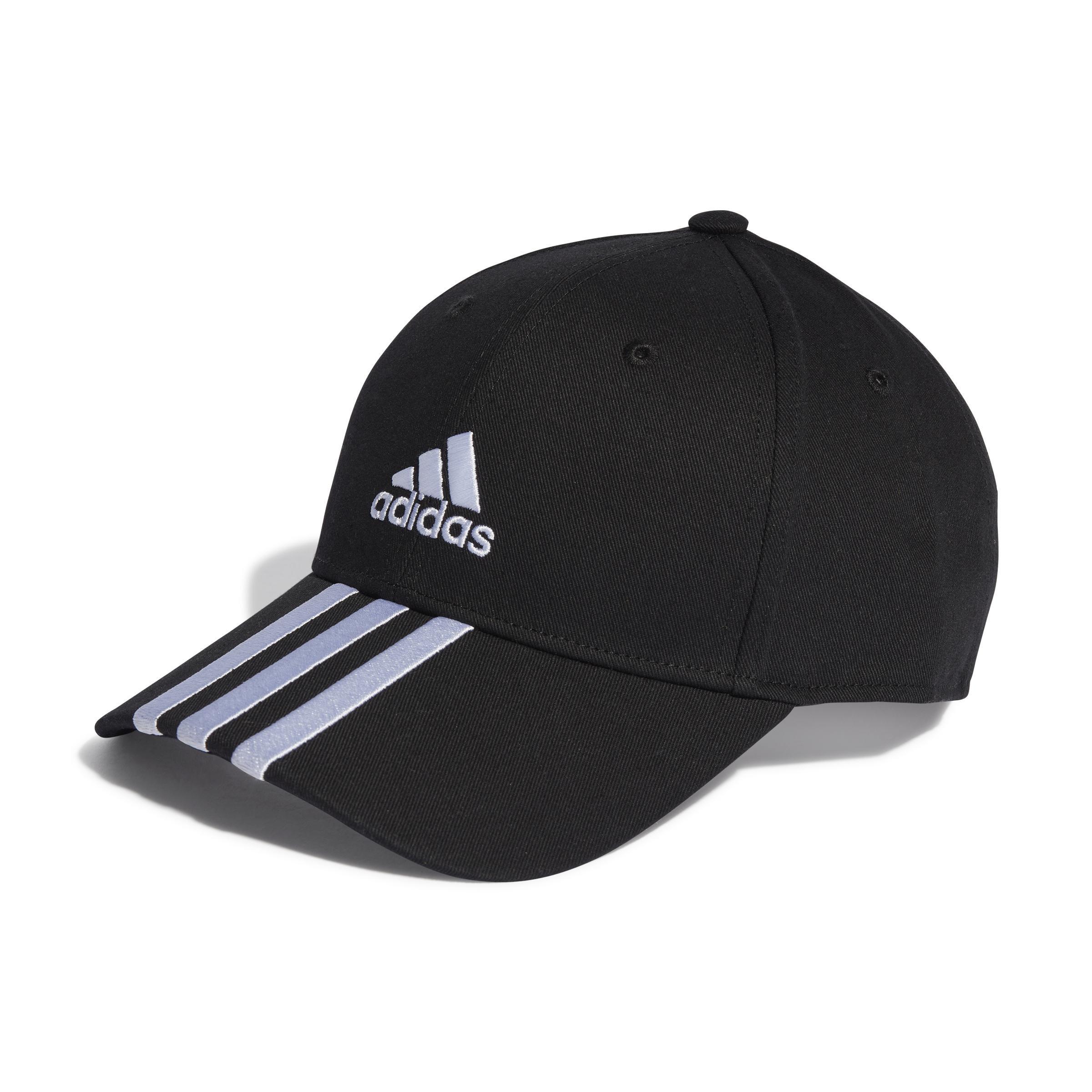 Unisex 3-Stripes Cotton Twill Baseball Cap, Black, A701_ONE, large image number 0