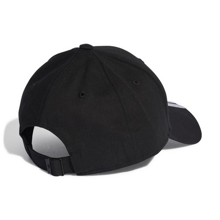 Unisex 3-Stripes Cotton Twill Baseball Cap, Black, A701_ONE, large image number 1