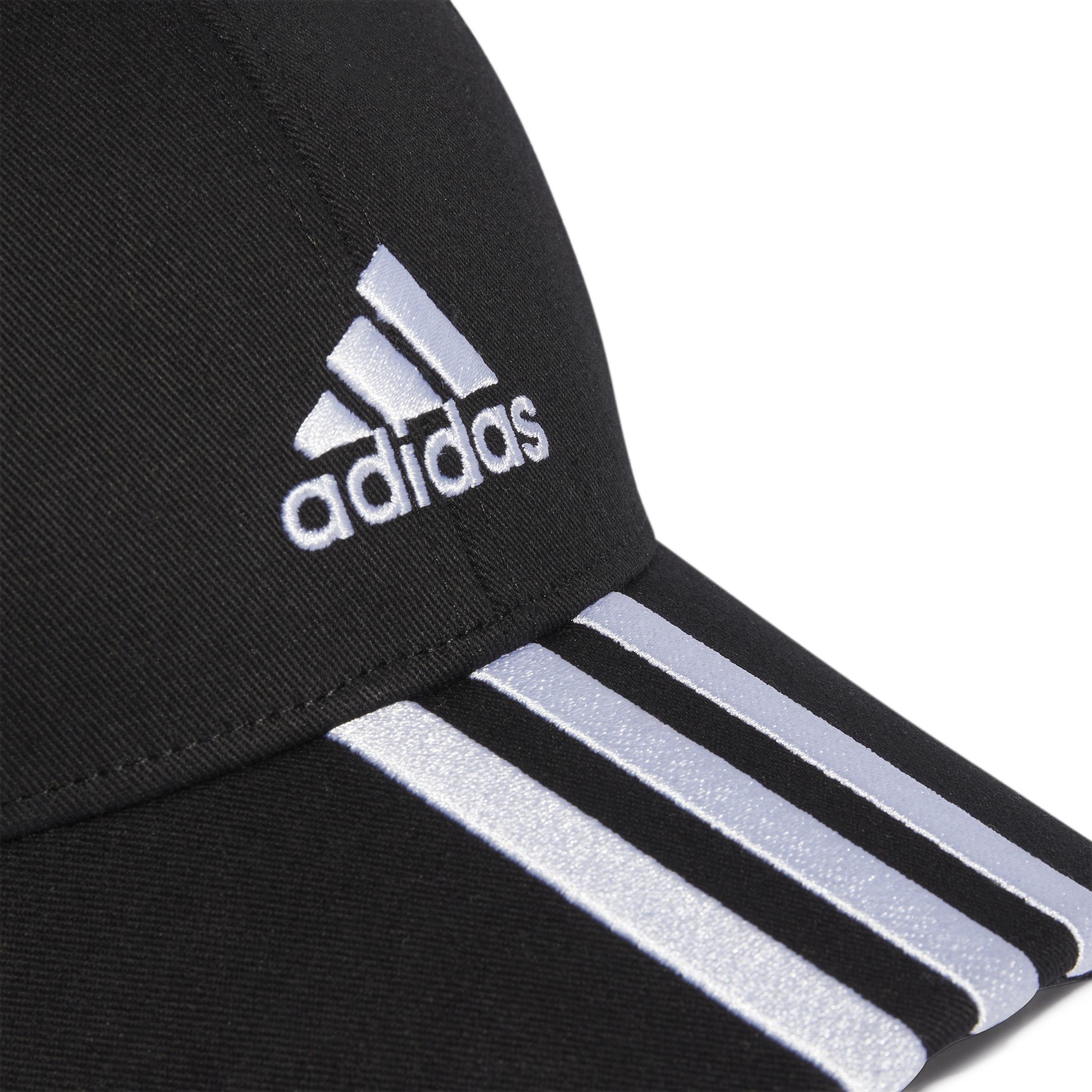 Unisex 3-Stripes Cotton Twill Baseball Cap, Black, , large image number 3