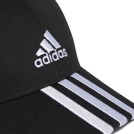 Unisex 3-Stripes Cotton Twill Baseball Cap, Black, A701_ONE, large image number 3