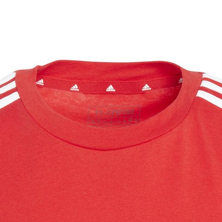 Unisex Kids Tiberio 3-Stripes Colorblock Cotton T-Shirt, Red, A701_ONE, large image number 7
