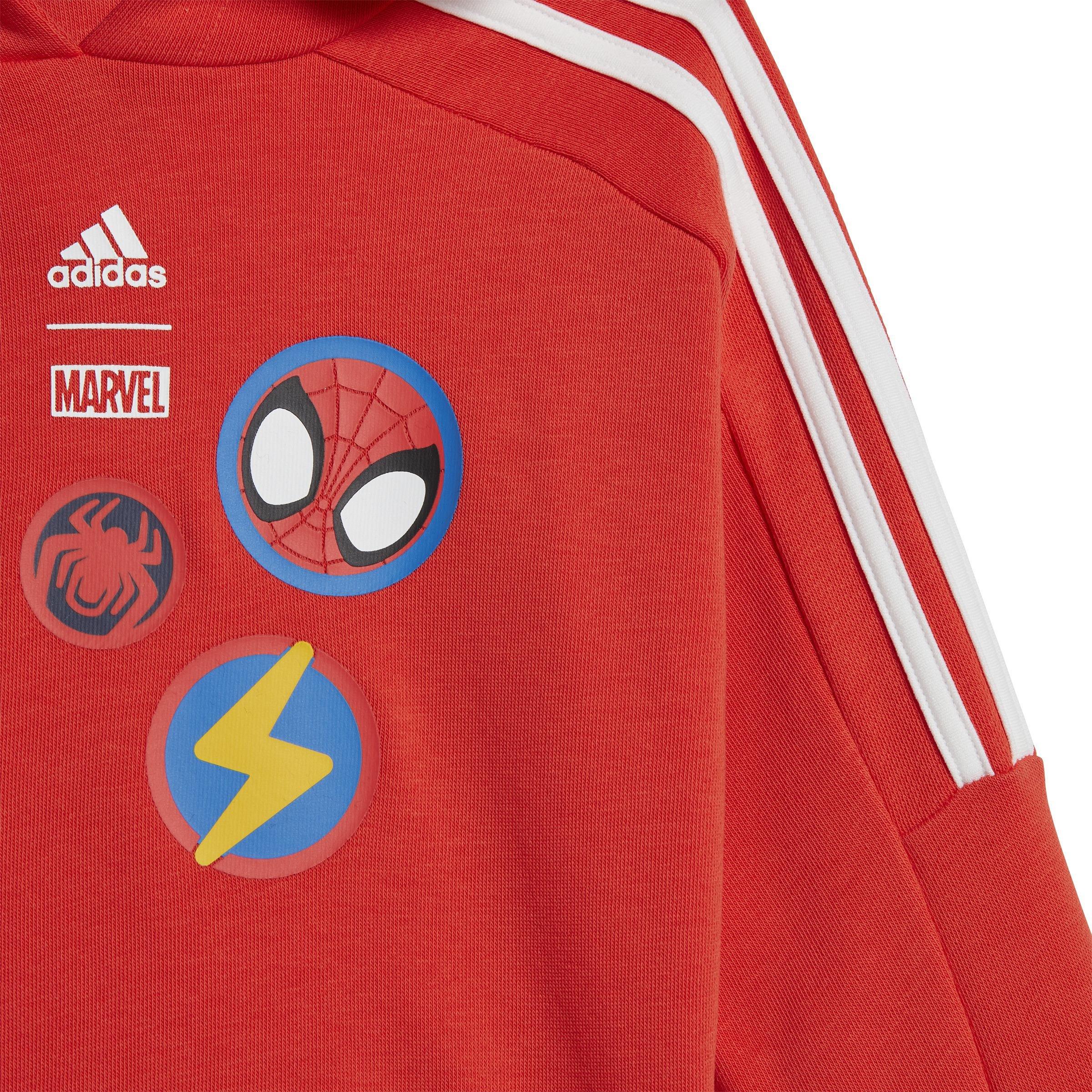 Unisex Kids Adidas X Marvel Spider-Man Joggers, Red, A701_ONE, large image number 6