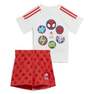 Unisex Kids Adidas X Marvel Spider-Man Tee And Shorts Set, White, A701_ONE, thumbnail image number 0