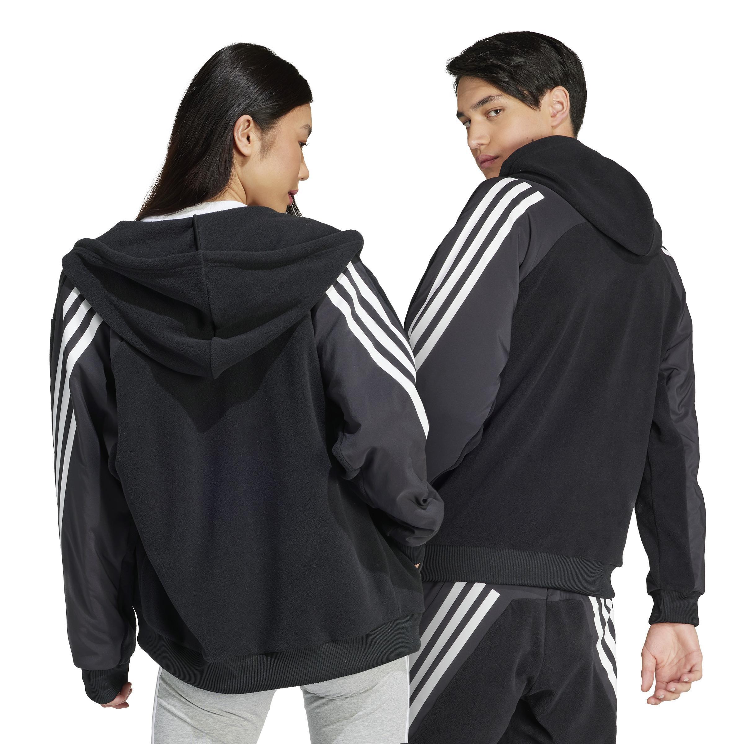 Unisex Future Icons 3-Stripes Hoodie, Black, A701_ONE, large image number 4