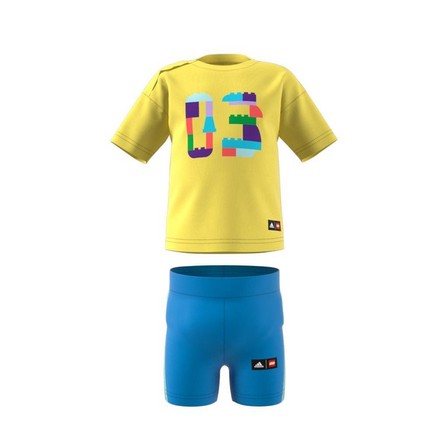Unisex Kids Adidas X Classic Lego Tee And Short Leggings Set, Yellow, A701_ONE, large image number 8
