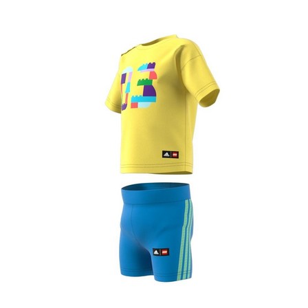 Unisex Kids Adidas X Classic Lego Tee And Short Leggings Set, Yellow, A701_ONE, large image number 9