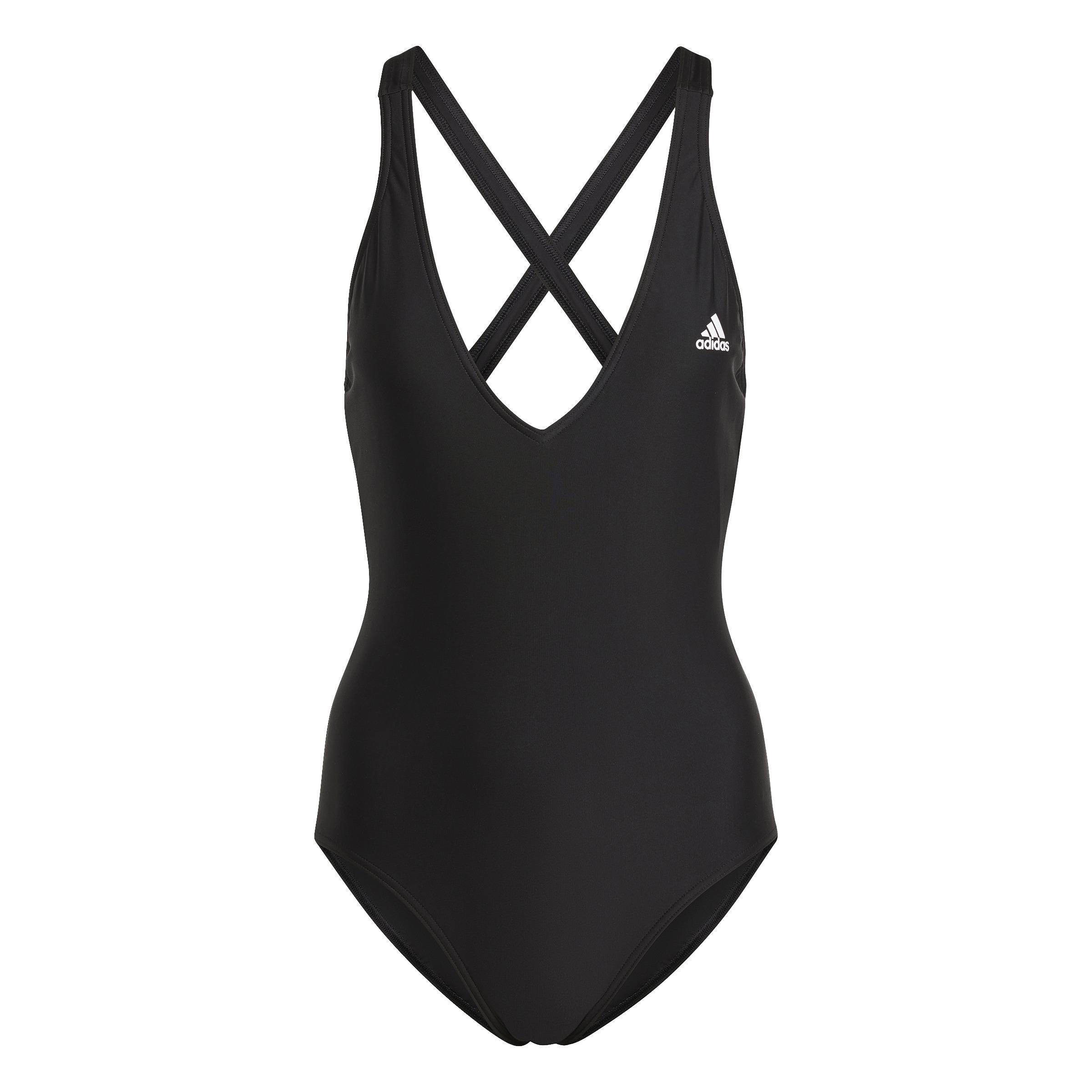 Women 3-Stripes Swimsuit, Black, A701_ONE, large image number 0