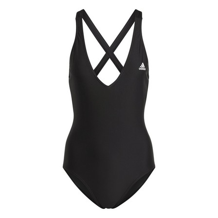 Women 3-Stripes Swimsuit, Black, A701_ONE, large image number 3