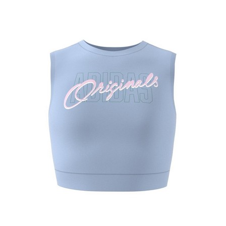 Kids Girls Graphic Print Crop Tank Top, Blue, A701_ONE, large image number 7