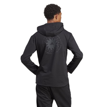 Men Yoga Graphic Training Hoodie, Black, A701_ONE, large image number 5