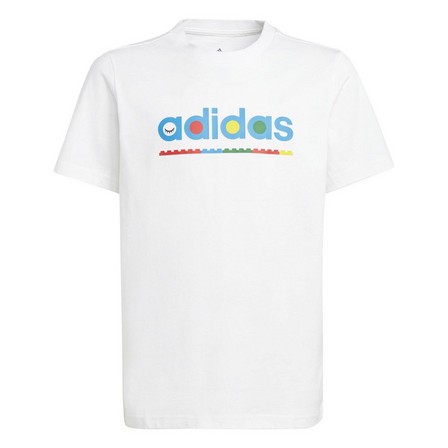 Unisex Junior Adidas X Lego Graphic T-Shirt, White, A701_ONE, large image number 0