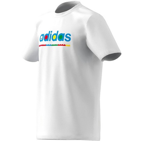 Unisex Junior Adidas X Lego Graphic T-Shirt, White, A701_ONE, large image number 9
