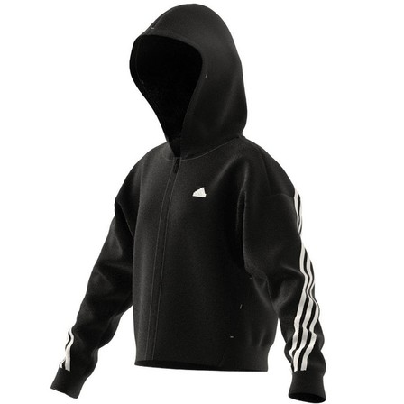 Kids Girls Future Icons 3-Stripes Full-Zip Hoodie, Black, A701_ONE, large image number 9