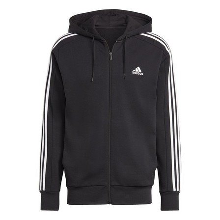 Men Essentials French Terry 3-Stripes Full-Zip Hoodie, Black, A701_ONE, large image number 2