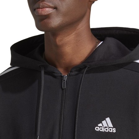 Men Essentials French Terry 3-Stripes Full-Zip Hoodie, Black, A701_ONE, large image number 8