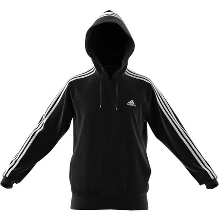 Men Essentials French Terry 3-Stripes Full-Zip Hoodie, Black, A701_ONE, large image number 9