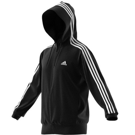 Men Essentials French Terry 3-Stripes Full-Zip Hoodie, Black, A701_ONE, large image number 11
