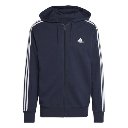 Men Essentials French Terry 3-Stripes Full-Zip Hoodie, Navy, A701_ONE, large image number 2