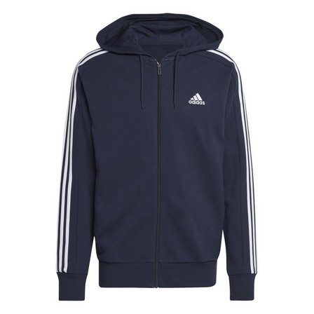 Men Essentials French Terry 3-Stripes Full-Zip Hoodie, Navy, A701_ONE, large image number 3