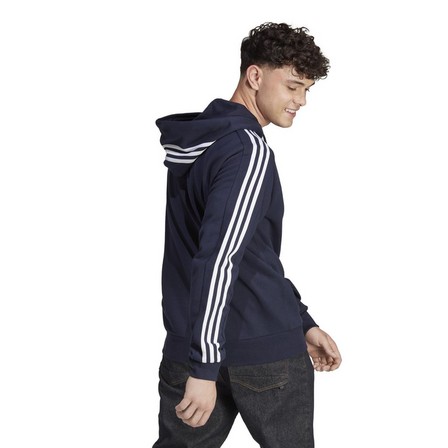 Men Essentials French Terry 3-Stripes Full-Zip Hoodie, Navy, A701_ONE, large image number 4
